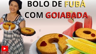 BOLO DE FUBÁ COM GOIABADA  Como fazer bolo caseiro [upl. by Siubhan261]