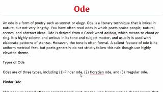 Ode  What is Ode Figure of Speech  Literary Terms  Ode ki [upl. by Anircam421]