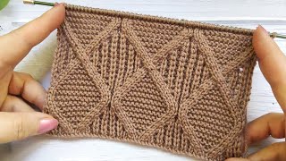 Diamond Knitting Pattern  Rautenmuster stricken  Punto Rombi ai ferri  Point Losanges au Tricot [upl. by Zoldi]