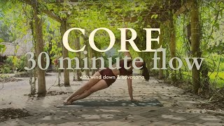 core yoga flow  30 min including opening intentions and wind down [upl. by Redwine661]