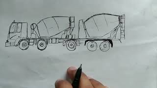 🚧 🛑 How to draw a cement mixer truck drawing two mixer truck drawing easy drawing [upl. by Cayla]