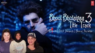 Americans react to Bhool Bhulaiyaa 3  Title Track  Kartik A  Pitbull Diljit Neeraj [upl. by Neelyhtak]