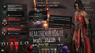 Heartseeker Rogue beats lv200 DurielAndariel Uber Lilith amp Pit100  Diablo 4Season 4Causal [upl. by Otrebcire]