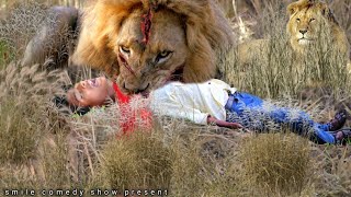 Lion Attack Man in Forest  Lion Attack Hunter  Lion Attack Stories Part20 [upl. by Lesh]