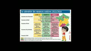 Calendrier des vacances scolaires 20232024 en France [upl. by Emmey625]