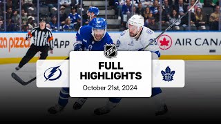 Lightning at Maple Leafs  October 21 2024  NHL Full Game Highlights [upl. by Lindemann]