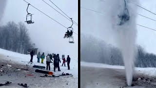 Pipe Explodes Under Ski Lift [upl. by Korenblat]