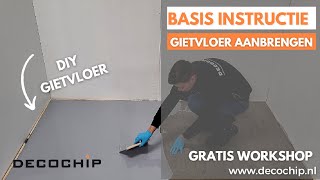 Basis instructie gietvloer aanbrengen  Decochip kunststof gietvloer aanbrengen epoxy of pu [upl. by Fredek]