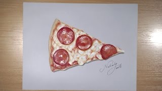 How I draw a pizza  Hyperrealistic art [upl. by Merci176]