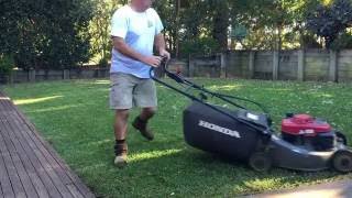 Honda Self Propelled Lawn Mowing Bagging Leaves Pittwater Mowing Australia [upl. by Divadleahcim]