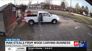 CAUGHT ON CAMERA Man steals artwork from wood carving business [upl. by Aneet]