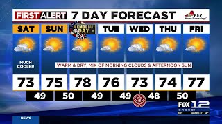 First Alert Saturday morning FOX 12 weather forecast 527 [upl. by Utta926]