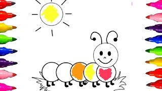 How to draw and Color Caterpillar Balloon Dog Coloring Pages for kids Learning Colored Markers [upl. by Tik604]