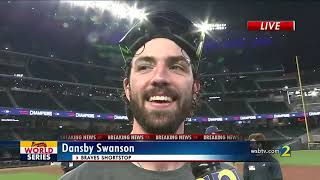 Dansby Swanson makes final out of NLCS to send his hometown team to World Series  WSBTV [upl. by Osmund]