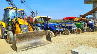 Jcb 3dx Backhoe Machine And Loading Sonalika Eicher Swaraj Tractor  Jcb Tractors Kids video [upl. by Nniw]