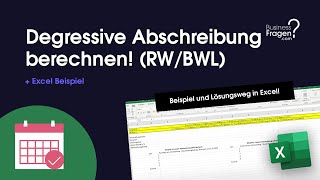 Degressive Abschreibung berechnen  Beispiel mit Formel und Excel Rechnungswesen Abschreibung [upl. by Cohdwell]