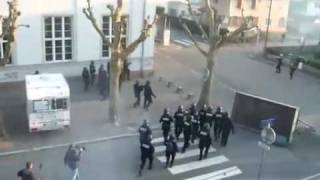 NATO Strasbourg police fires teargas at protesters [upl. by Areip185]