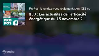 30  Les actualités de lefficacité énergétique du 15 novembre 2024 [upl. by Raimundo21]