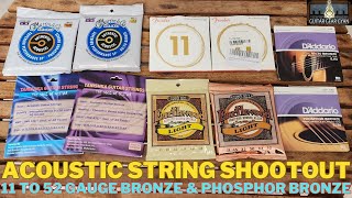 Under Rs800 8020 Bronze amp Phosphor Bronze String Shootout  11 to 52 Gauge Acoustic Guitar Strings [upl. by Ibbison531]