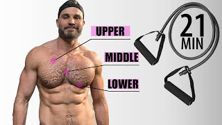 Resistance Band Chest Workout  Works Upper Middle and Lower Chest [upl. by Enaid]