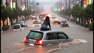 Powerful Flood in South Korea Footage of massive flooding in Busan – cars floating away [upl. by Herring675]