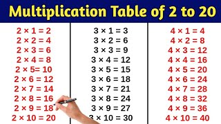 Table of 2 to 20  2 से 20 तक पहाड़े  Multiplication Table 2 to 20  Tables [upl. by Susejedairam]