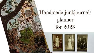 Handmade junkjournalplanner for 2023 with Slowstitching and original vintage papers [upl. by Fornof918]