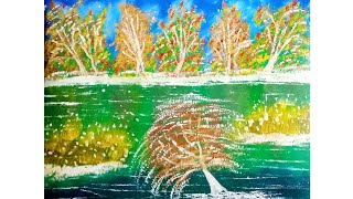 How to paint easy colorful trees  easy painting for beginners  colorful trees view painting [upl. by Leiram]