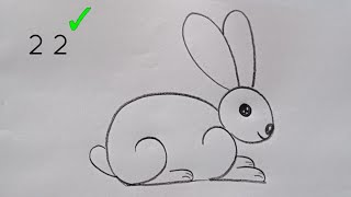 how to draw rabbit drawing from 22 number easy step by stepDrawingTalent [upl. by Topliffe986]