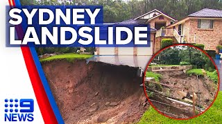 Residents evacuate after landslide in Sydney’s west destroys driveway  9 News Australia [upl. by Eugnimod148]