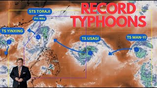 Record breaking string of Super Typhoons near the Philippines in the western pacific [upl. by Akinehs]