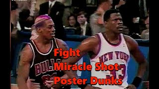 Rodman amp Ewing Fight Miracle Shot Poster Dunks are ALL in One Regular Season Game  03091997 [upl. by Ahsercul]