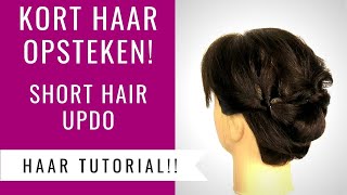 KORT HAAR OPSTEKEN  SHORT HAIR UPDO  Dazzling Beauty [upl. by Kcirdaed230]