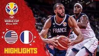 USA v France  Highlights  QuarterFinals  FIBA Basketball World Cup 2019 [upl. by Nylarej]