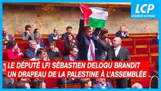 Le député LFI Sébastien Delogu brandit un drapeau palestinien à l’Assemblée  28 mai 2024 [upl. by Ulphi]