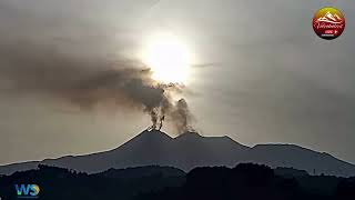 Mount Etna Volcano Multiple Ash Plumes at Sunset Timelapse 080924 [upl. by Ettenal]