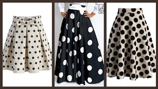 most trending and gorgeous daily work wear Polka dot skirts design in black and white for women [upl. by Ballman840]