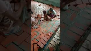 Ceramic Brick floor soling and pointing [upl. by Minier]