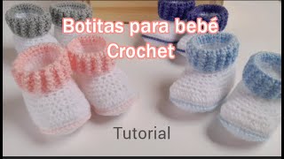 Botitas para bebé en crochet paso a paso  0 a 3 meses [upl. by Vasili]