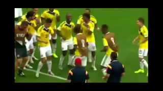 Colombia celebrates his goals dancing  James Rodriguez celebra sus goles bailando Costa de Marfil [upl. by Burhans205]