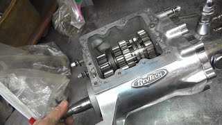 101 197084 4speed revtech shovelhead transmission rebuild 74quot 80 ratchet top harley tatro machine [upl. by Eydnarb]