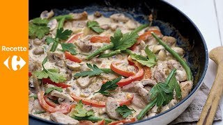 Poêlée de porc aux champignons et au poivron rouge [upl. by Aehsan]