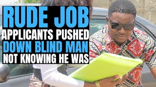 Rude job applicants pushed down blind man not knowing he was CEO  Brightmarn Studios [upl. by Nahtanha]