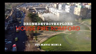 House fire East London Romford Drone footage London fire brigade DJI mini 2 drone footage [upl. by Arekahs295]