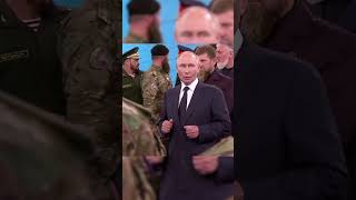 Putin inspects Chechen fighters weapons as he meets Kadyrov during state visit [upl. by Enairda877]