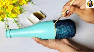 DIY Beautiful Elegant Yet Easy Bottle Art For Beginners DIY Bottle Art Bottle Craft [upl. by Roach]