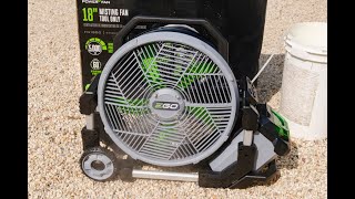 EGO 18 Inch Misting Fan Unboxing Demo 4k [upl. by Idnib853]