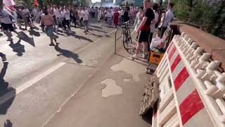 Hooligans in Germany Soccer fans on streets walking to the Stadium as German team plays in Frankfurt [upl. by Olaf]