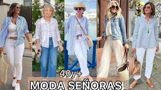 LOOKS DE MODA SEÑORAS DE 405060 OUTFITS CASUALES MODERNOS [upl. by Sidwohl]