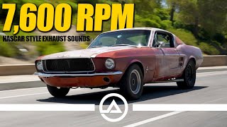 Garage Built 67 Fastback Mustang NASCAR Style Exhaust HIGH REVS [upl. by Terrie457]